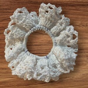 Hand Crafted White Lace Hair Scrunchie